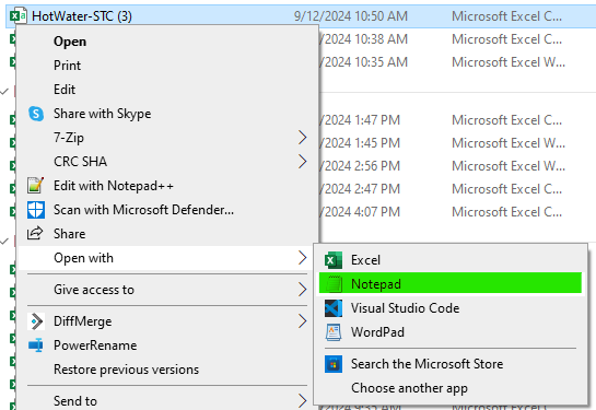 Datafile Excel Notepad