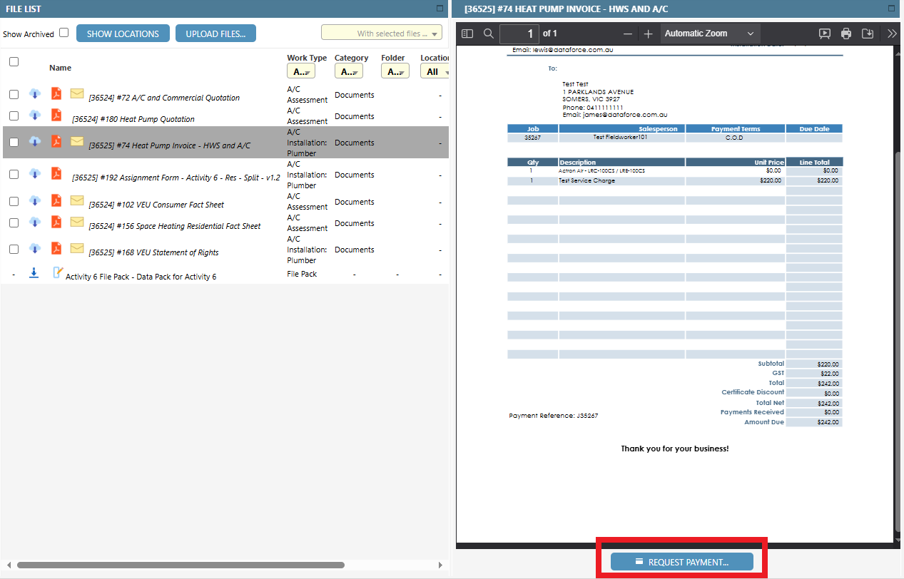 Stripe Payment File Request