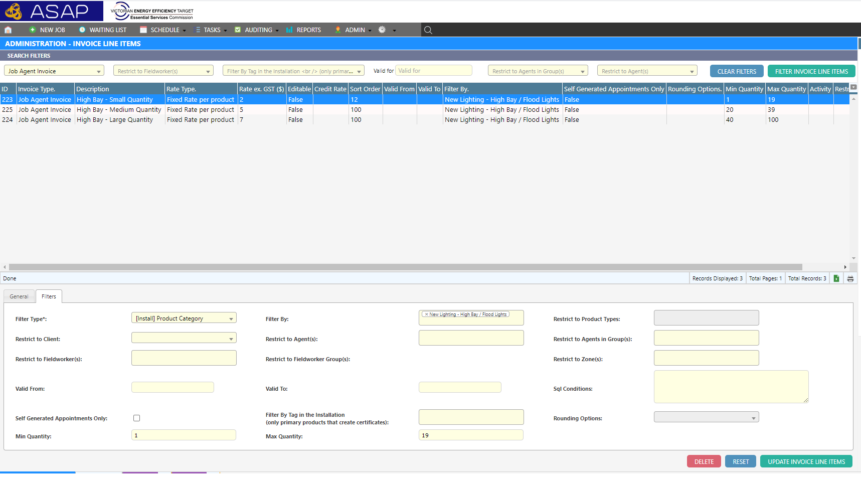 invoice asap level pricing per item